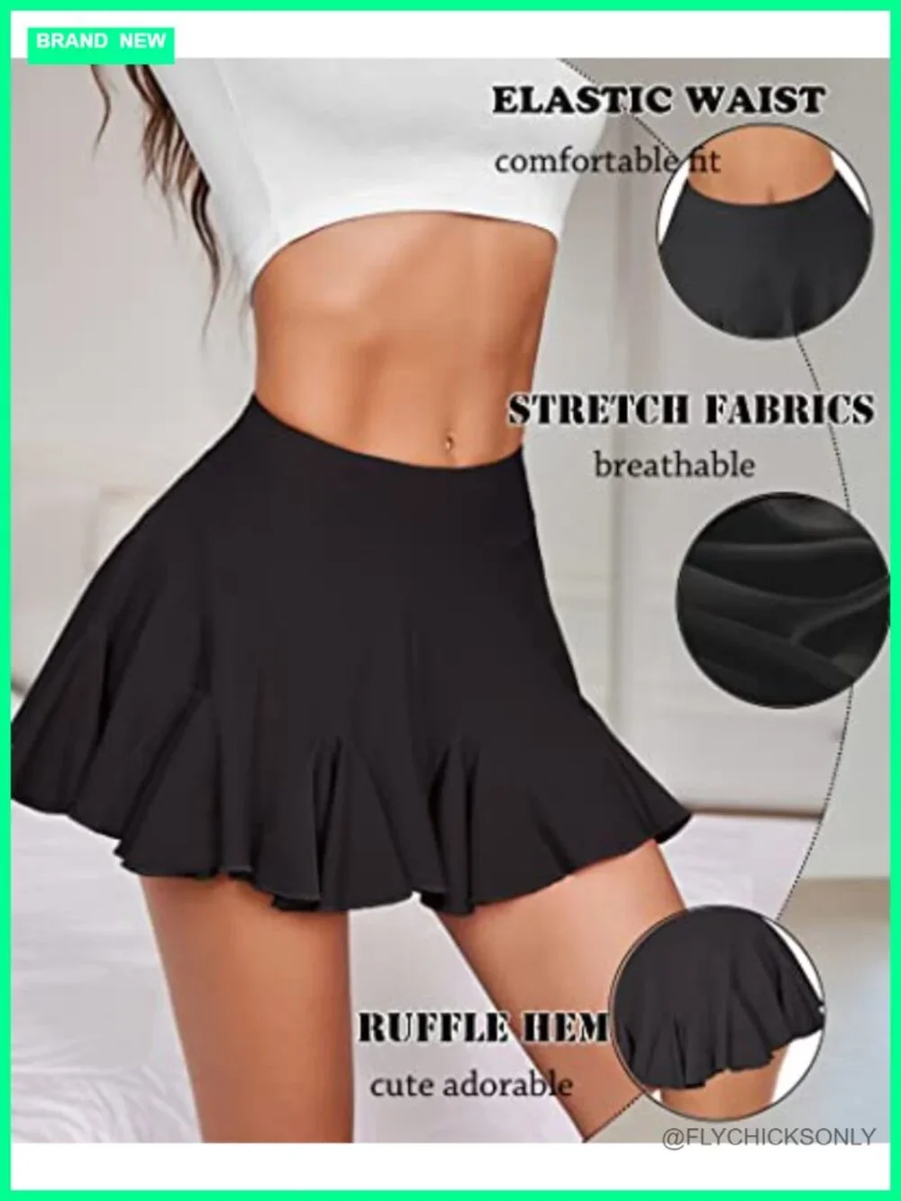 Sexy Pleated Mini Skirt High Waist Ruffle Lingerie Skater Skirt